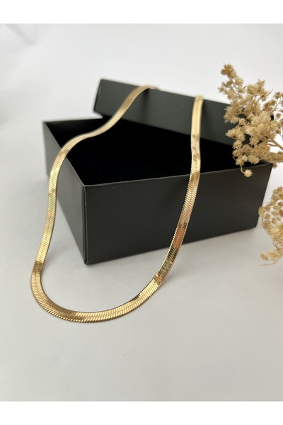Gess Italyan Ezme Paslanmaz Kararmaz Altın Kaplama Çelik Kolye (42-47CM AYARLANABİLİR)
