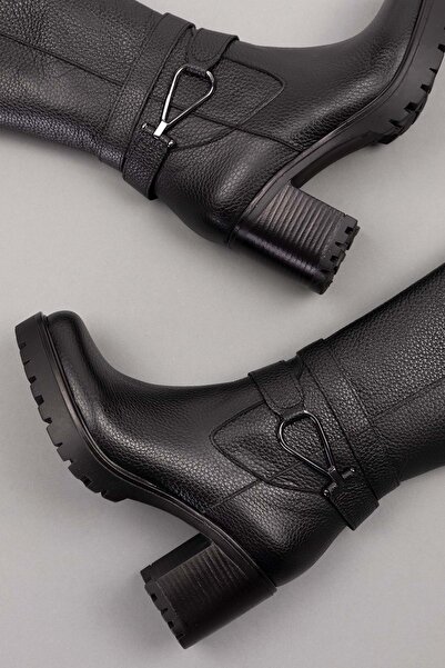 Gondol Hakiki Deri Orta Boy Topuklu Çizme Ell.4934