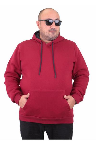 Starbattal Plus Size Ανδρικό Basic Sweat Hooded 11700 Claret Red