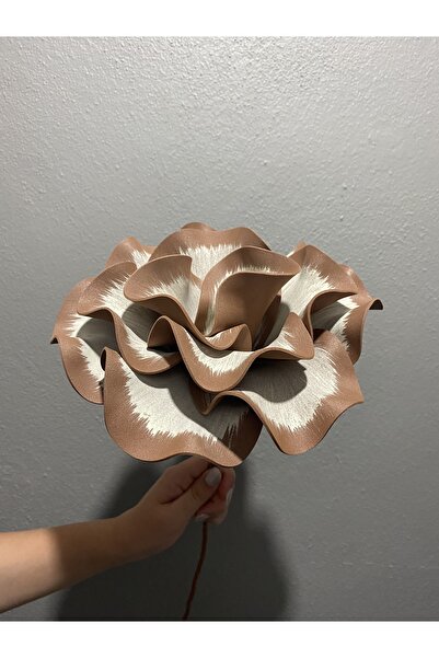 Ayka Aksesuar Декоративно ръчно изработено луксозно изкуствено цвете от латекс Eva - КРЕМОВОКАФЯВО Детайлно - Цвете от пяна