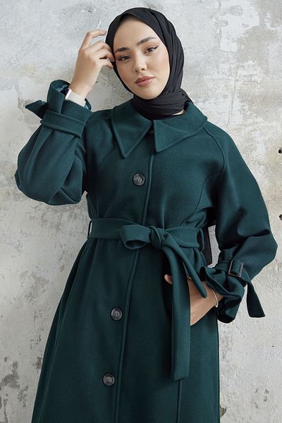 InStyle Παλτό Blair Collared Stashed - Emerald Green