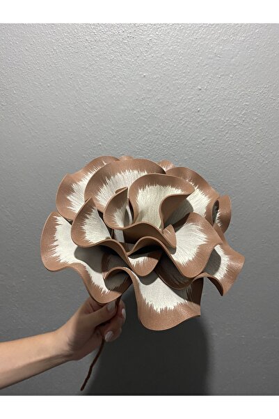 Ayka Aksesuar Декоративно ръчно изработено луксозно изкуствено цвете от латекс Eva - КРЕМОВОКАФЯВО Детайлно - Цвете от пяна