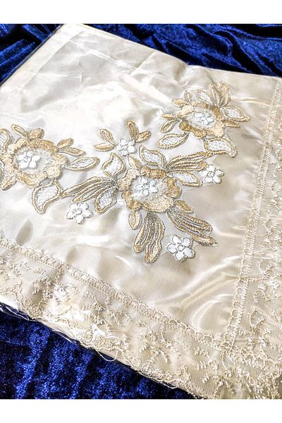 Çt Çeyizci Tekstil Dowry Satin Bundle, Dowry Embroidered French Lace Bundle
