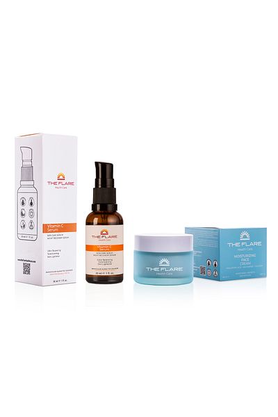The Flare Health Care Skin Tone Evening and 10% Vitamin C Serum & Moisturizing Facial Skin Care Cream Evening