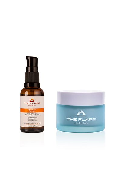 The Flare Health Care Skin Tone Evening and 10% Vitamin C Serum & Moisturizing Facial Skin Care Cream Evening