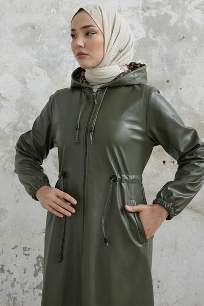 InStyle Δερμάτινο καπάκι Avery Tunnel Lace-Up - Χακί