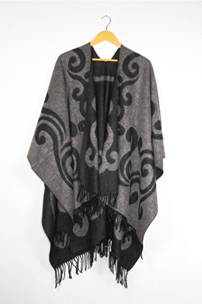 dressmix Women's Burgundy Double Sided Shoulder Shawl Poncho