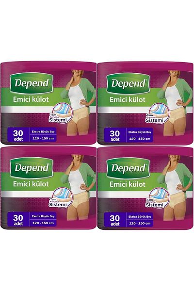 Depend Absorbent Panty Diapers Xl - Extra Large Women 120 Pieces (4pk*30)