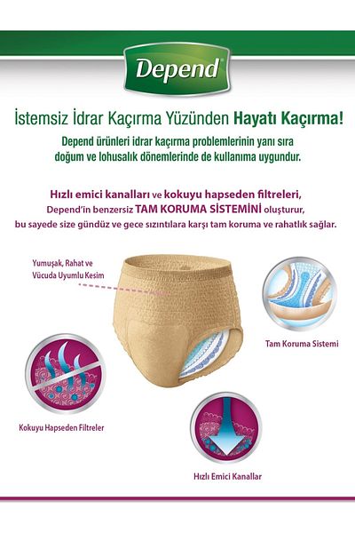 Depend Absorbent Panties Large - Large Men (30 Pieces)