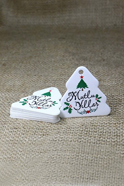 Vice Pine Tree Themed New Year Tag - Happy New Year - New Year Gift Tag (5.5 X5.5 cm) 50 Pieces -