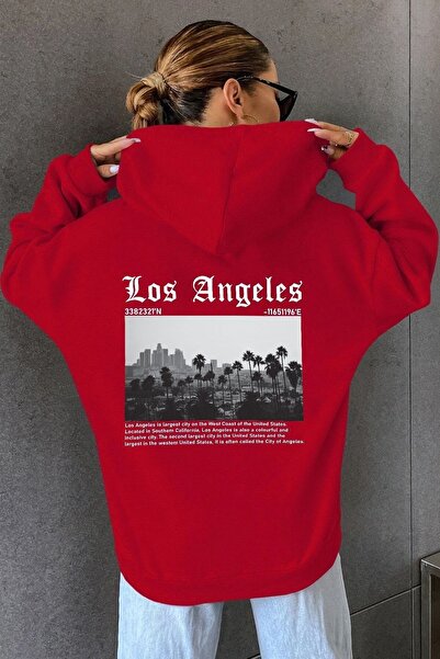 Adrift Unisex Los Angeles Štampano dukserica KP-Crna-LosResim