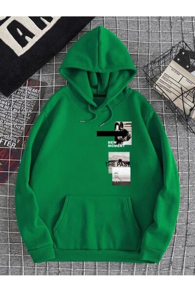 Adrift Унісекс зелений New Moment з принтом Oversize худі з капюшоном NEWMOMENTBASKIL