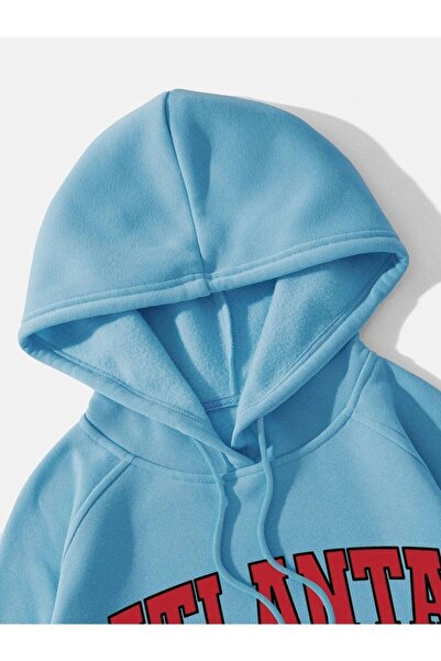 Adrift Унісекс дитячий синій светр з капюшоном Oversize з принтом Atalanta ATALANTAKPS