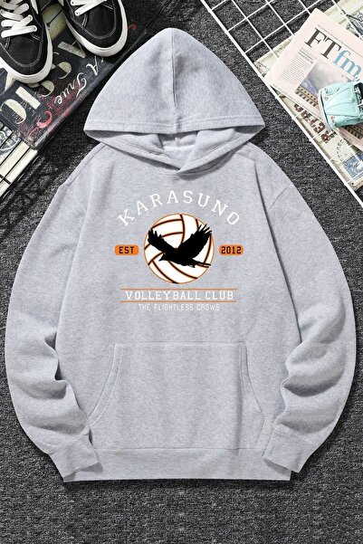 Adrift Unisex Karasuno Štampano dukserica KPPy-crna-Karasuno