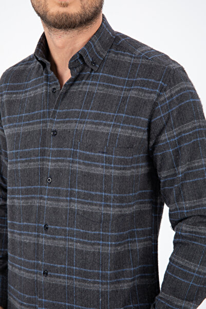 Varetta Чоловіча темно-сіра зимова сорочка з кишенями, класичний крій, довгі рукави