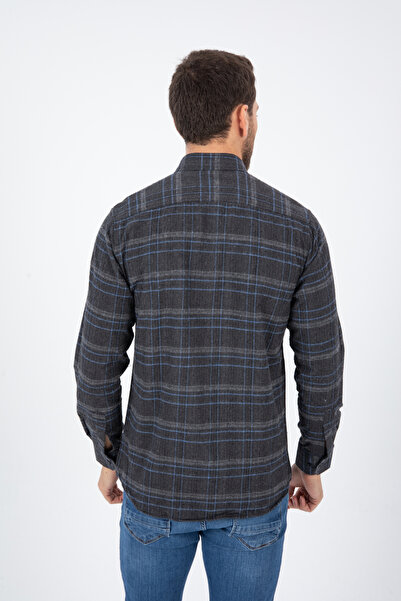 Varetta Чоловіча темно-сіра зимова сорочка з кишенями, класичний крій, довгі рукави