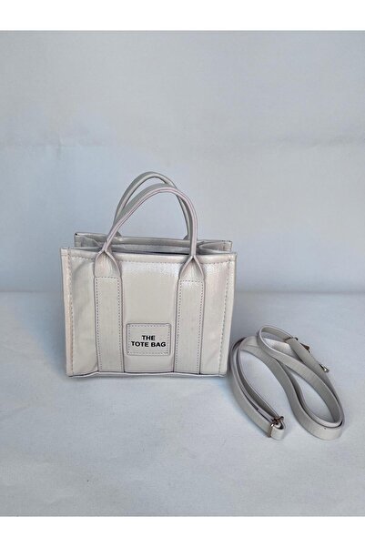 melecco Krem Mini Bej Rugan El Ve Omuz Muadil Kadın Çanta Tote Bag Çanta Kadı...