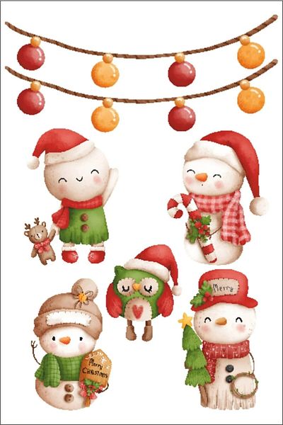 PANDA SOKAĞI Christmas Themed Christmas Patterned Decorative Glass Wall Furniture Sticker