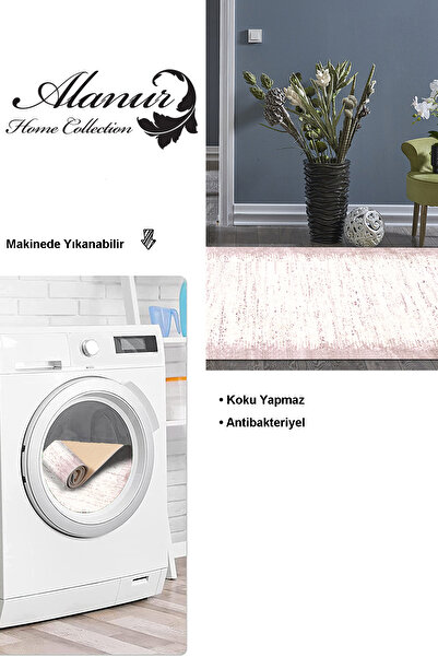 Dekoreko Dijital Salon Halısı Yıldız Deri Kaymaz Taban Modern Evelina Pudra