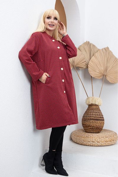 sinemisxxl jacquard knitted interlock fabric plus size long jacket