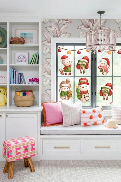 PANDA SOKAĞI Christmas Themed Christmas Patterned Decorative Glass Wall Furniture Sticker