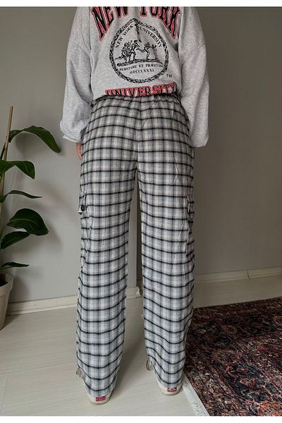 DEEFWEAR Y2K UNISEX ΜΕΣΗ ΕΛΑΣΤΙΚΟ CARGO ΤΣΕΠΗ ΛΕΠΤΟΜΕΡΕΙΑ ΜΑΥΡΟ ΛΕΥΚΟ ΚΑΡΟ ΠΑΝΤΕΛΟΝΙ