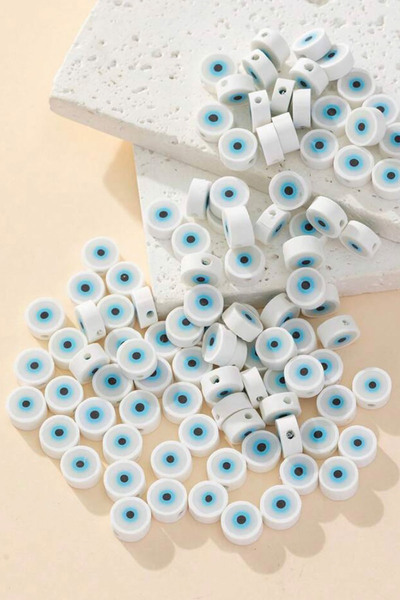 By MO Accessories 40 bucăți de argilă polimerică Fimo, mărgele cu ochi alb, m...