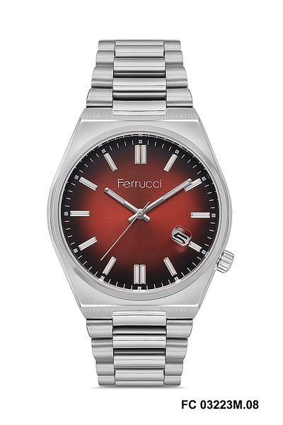 Ferrucci Tsuyosa Model Steel Color Non-Throw Cord 30m Water Resistant Men's Wristwatch