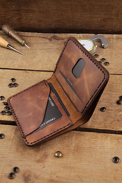 New Coast Leather 1900's Γνήσιο Δέρμα Χειροποίητο Ανδρικό Πορτοφόλι Καφέ