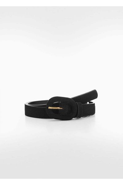 MANGO Woman Leather Belt with Wide Buckle