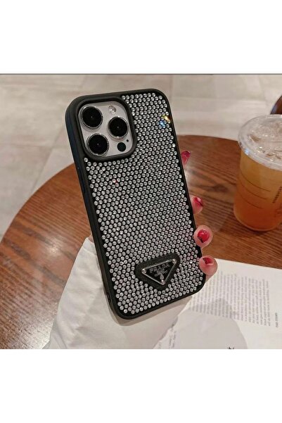 SUAR iPhone 15 Pro Max Uyumlu Prada Taşlı Kılıf