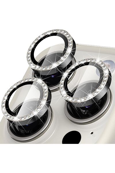 EDELFU iPhone 15 Pro Max / iPhone 15 Pro Compatible Natural Titanium Stone Camera Lens Protector