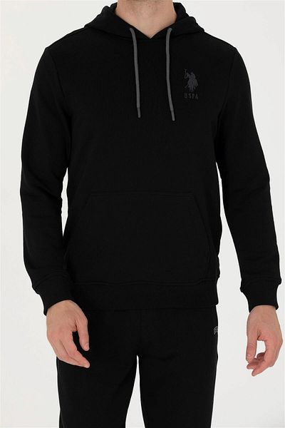 U.S. Polo Assn. Men's BlackHooded Basic Sweatshirt ELİFSU BUTİKHOME