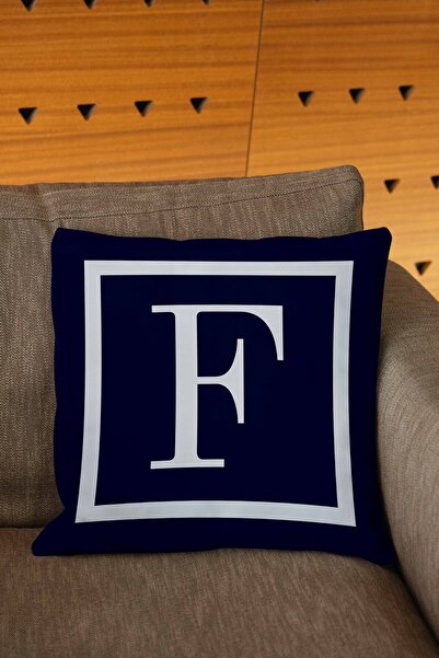 Şah Dekor غطاء وسادة مطبوع رقميًا باللون الأزرق الداكن والأبيض