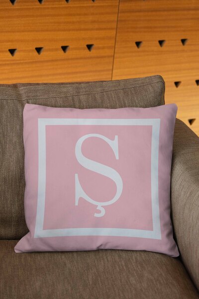 Şah Dekor Husă de pernă cu litere de culoare roz și albă imprimată digital