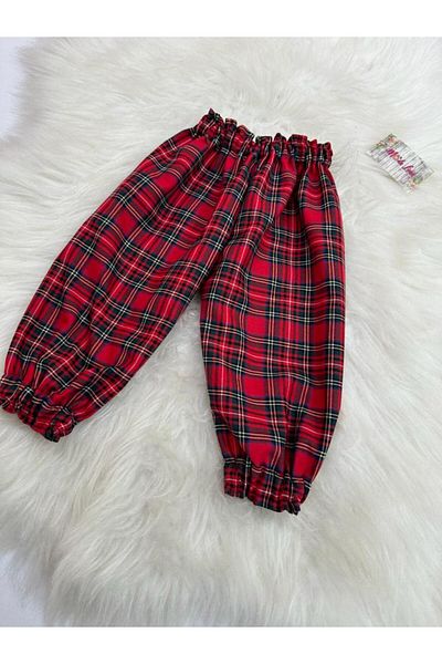 Moda Lina Pantaloni roșii în carouri