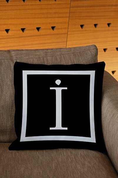 Hayal Dekoratif Husă de pernă imprimată digital cu litere de culoare neagră ș...