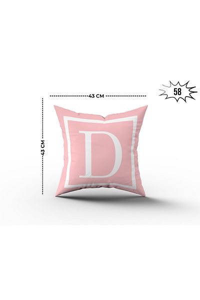 Şah Dekor Husă de pernă cu litere de culoare roz și albă imprimată digital