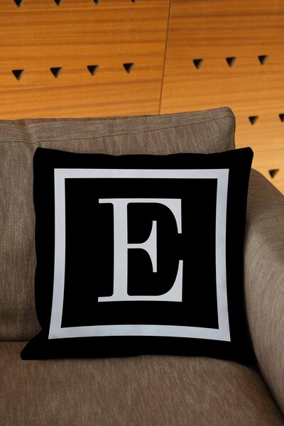 Hayal Dekoratif Husă de pernă imprimată digital cu litere de culoare neagră ș...