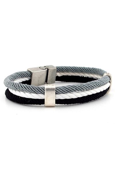 Solfera Three Rows Rope String MAnketik Clip Men's Bracelet V009