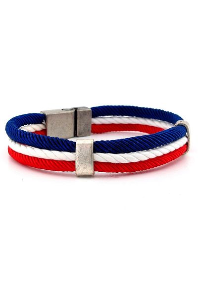Solfera Three Rows Rope String MAnketik Clip Men's Bracelet V009