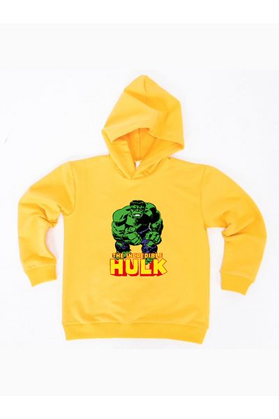 Hulk Hanorac pentru copii din material de bumbac cu glugă imprimat