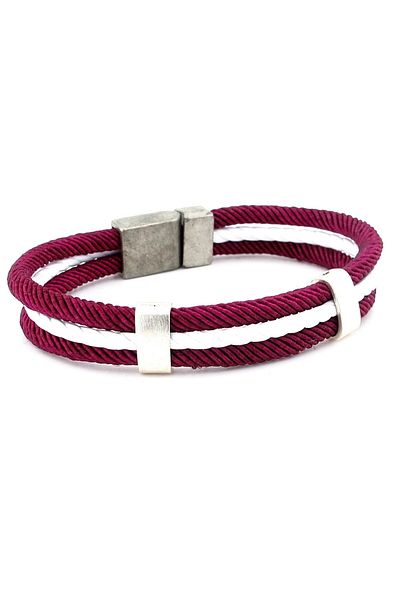 Solfera Three Rows Rope String MAnketik Clip Men's Bracelet V009