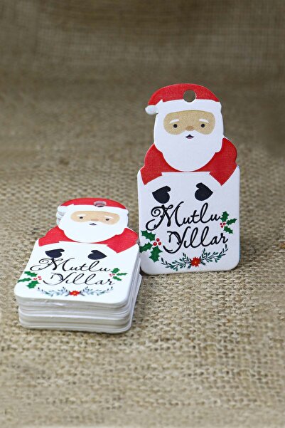 Vice Santa Claus Themed New Year Tag - Happy New Year - Christmas Gift Tag (4 X7,5 cm) 40 Pieces