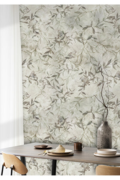 Plustablo Vintage Çiçek ve Kuşlar Yatak Odası Duvar Kağıdı, Doğal Çiçek Oturm...