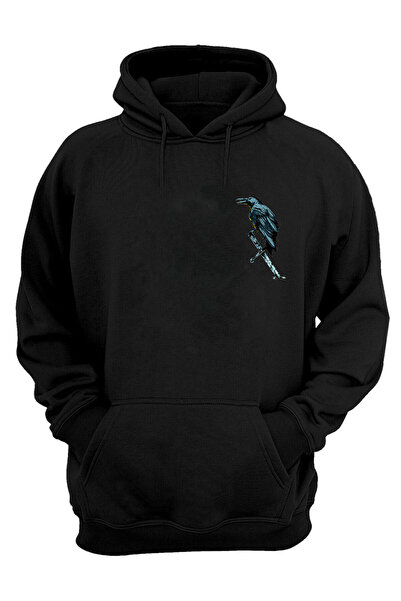 THEWERT Hanorac, unisex, albastru și negru, ilustrație, cu crow normală