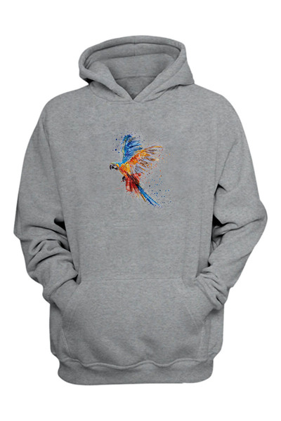 THEWERT Unisex šarena papagaj siva majica standardnog kroja