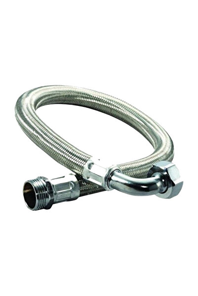 CRUWA 1" 16 bar Paslanmaz Örgülü Hidrofor Hortumu Dirsekli Flex Hortum (Rakor...