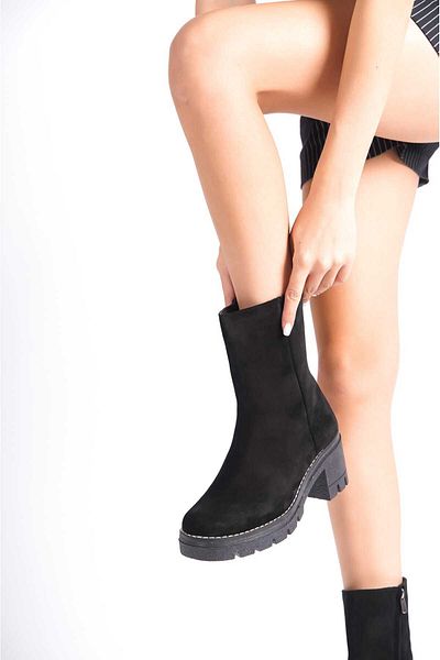 PASSAGE SHOES Γυναικείες μπότες με φερμουάρ από γνήσιο δέρμα σουέτ 5090