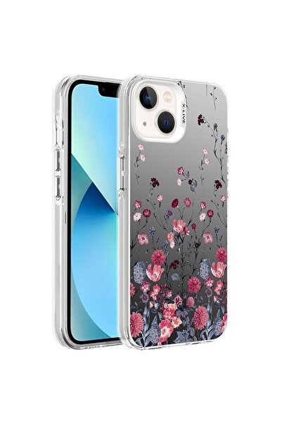 iPhone 14  Uyumlu Kılıf Desenli Silver Sert Kapak
